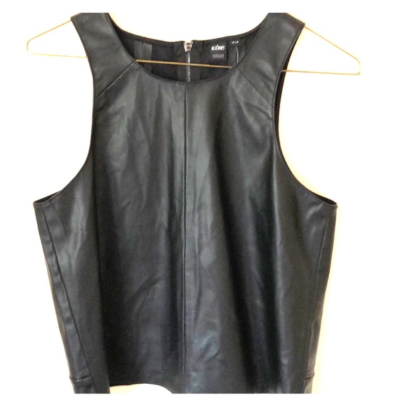 Icone Tops - Icone Petite Small faux leather top zip back